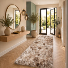 (BEIGE- TYE DYE, 80X300 CM) Extra Large Rugs Fluffy Shaggy Living Room Rug