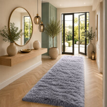 (LIGHT GREY, 80X300 CM) Extra Large Rugs Fluffy Shaggy Living Room Rug