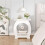 End Table with Storage Shelf Basket,Narrow Bedside Table, Slim Coffee Tables Small Spaces,White Nightstand,Sofa Table 4