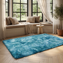 (TEAL- TYE DYE, 120X170 CM) Extra Large Rugs Fluffy Shaggy Living Room Rug
