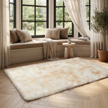 (CREAM- TYE DYE, 120X170 CM) Extra Large Rugs Fluffy Shaggy Living Room Rug