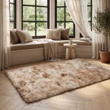 (BEIGE- TYE DYE, 120X170 CM) Extra Large Rugs Fluffy Shaggy Living Room Rug