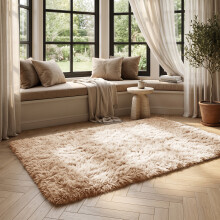 (BEIGE, 120X170 CM) Extra Large Rugs Fluffy Shaggy Living Room Rug