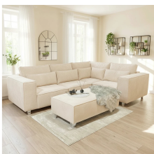 (4 Seater Corner Right Hand, Cream Velvet) SLOANE SOFA SET 3+2 PLUSH VELVET SUITE SETTEE COUCH 1,2,3 SEATER CORNER LOVESEAT LONGUE