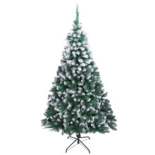 7FT Artificial Christmas Tree with 870 Branches Green White PVC Pine Tree Metal Stand for Indoor Living Room Home Decoration
