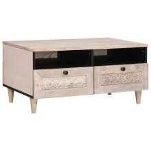 vidaXL Coffee Table Bleached White 80 x 54 x 40 cm Solid Mango Wood