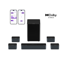 ULTIMEA Poseidon Series 7.1Ch Dolby Atmos Soundbar, 500W Home Cinema System, 4 Surround Speakers & Wireless Subwoofer, HDMI eARC, Poseidon D80 Boom