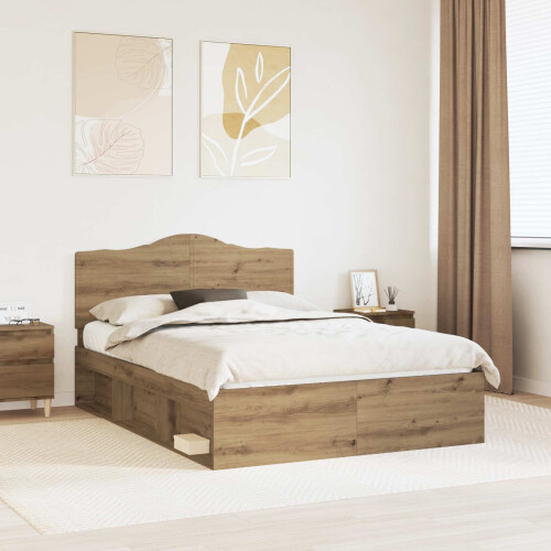 VidaXL vidaXL Bed Frame Artisian Oak 150 x 200 cm Solid Pine Wood
