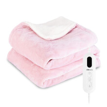 Pink Heated Blanket 160x130cm Washable Throw