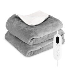 Grey Heated Blanket 160x130cm Washable Throw