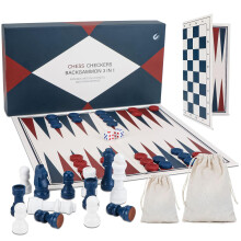 Zestaw Gier Podróżnych 3w1 Szachy Warcaby Backgammon Tryktrak 25 x 25 cm