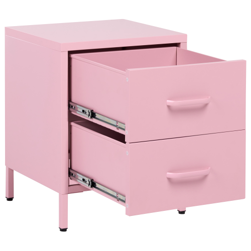 Beliani 2 Drawer Bedside Table MALAVI Metal Pink 1