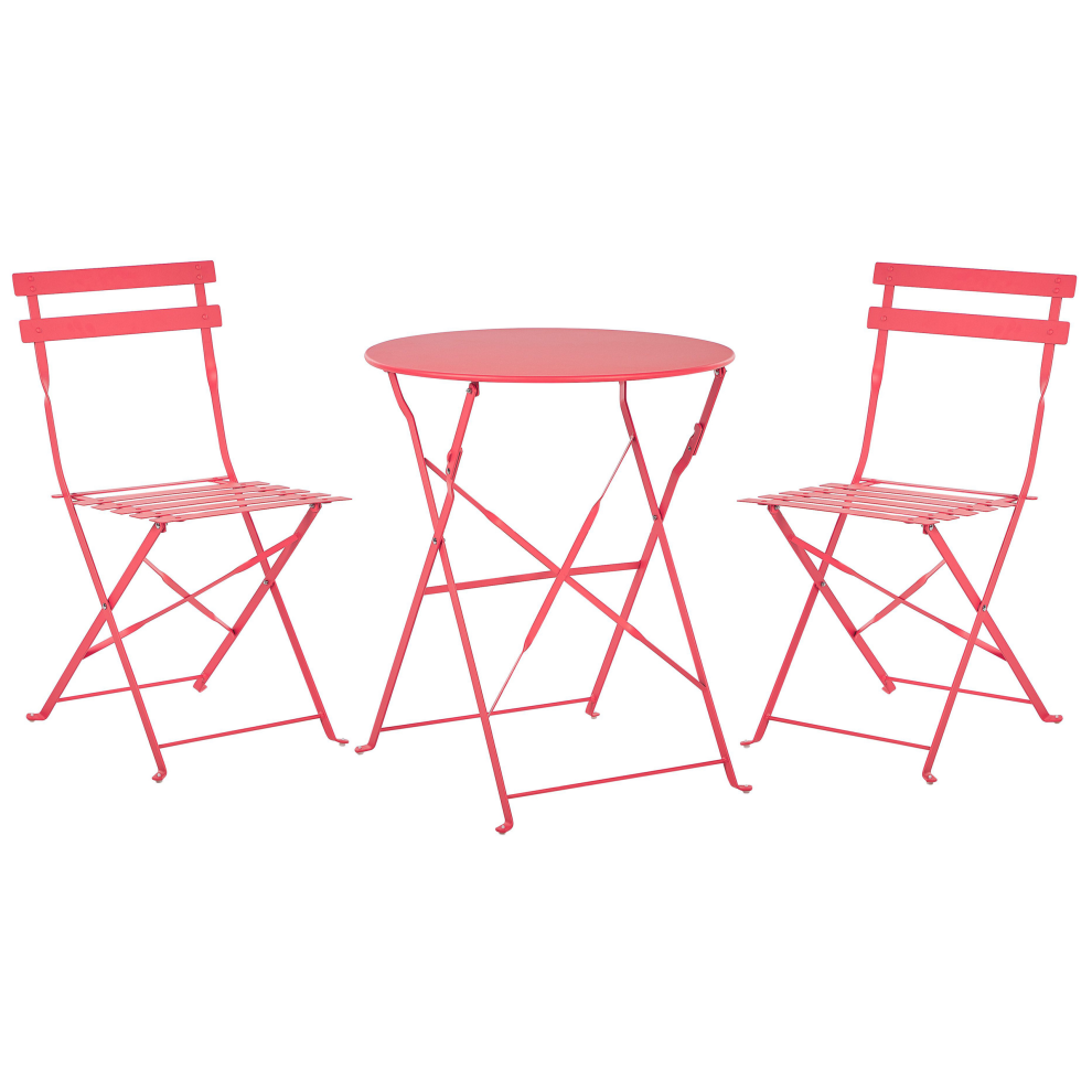 Beliani Bistro Set Folding Fiori Metal Red