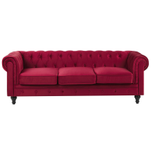 Sofa 3 Seater CHESTERFIELD Velvet Dark Red