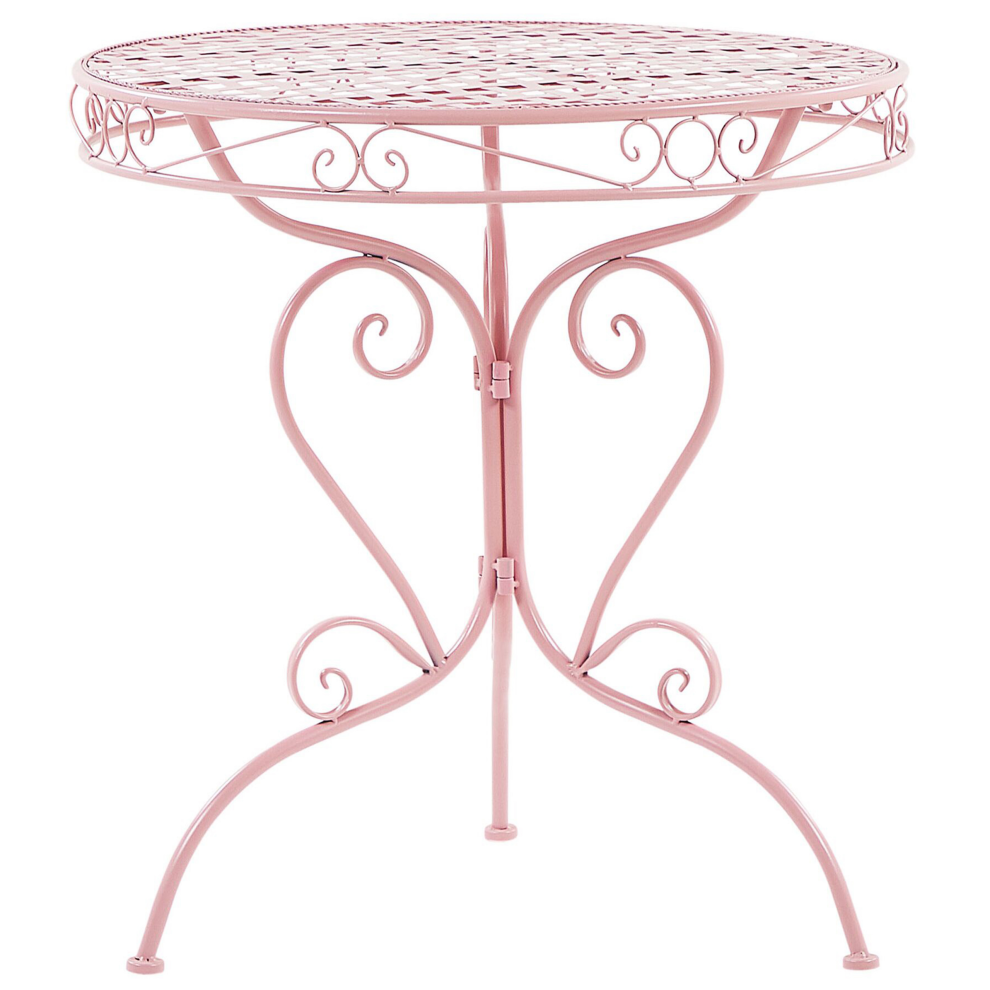 Beliani Bistro Table Albinia 70 Cm 70 Cm Metal Pink