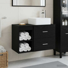 vidaXL Bathroom Furniture Set 2 pcs Black Oak Engineered Wood