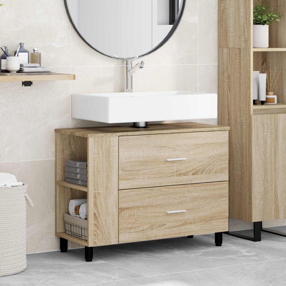Vidaxl Bathroom Vanity Unit Sonoma Oak 80 X 35 X 60 Cm Engineered Wood
