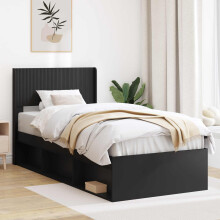 vidaXL Bed Frame with Storage and Headboard Black 90 x 190 cm