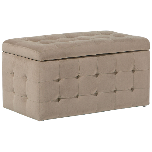 Beliani Storage Ottoman MICHIGAN Velvet Light Brown