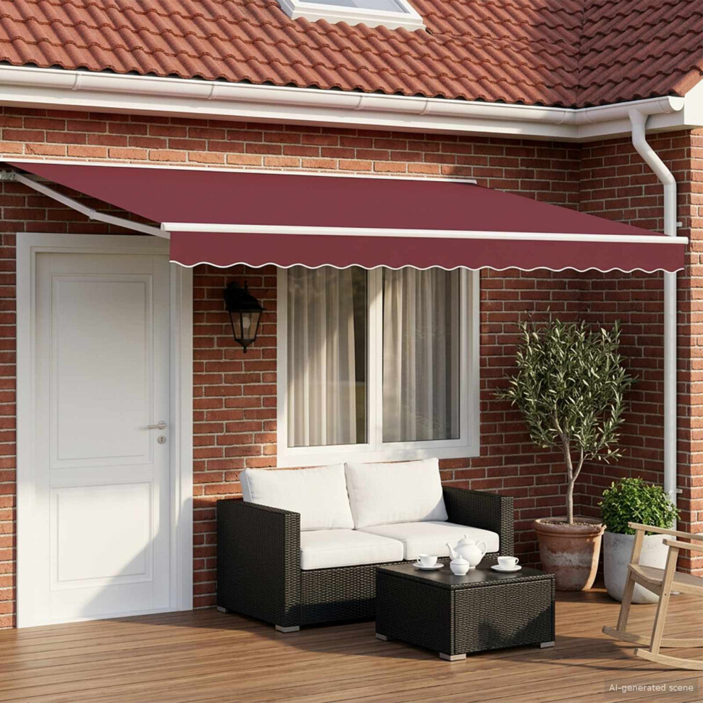 Vidaxl Manual Retractable Awning Burgundy 4.5 X 3 M