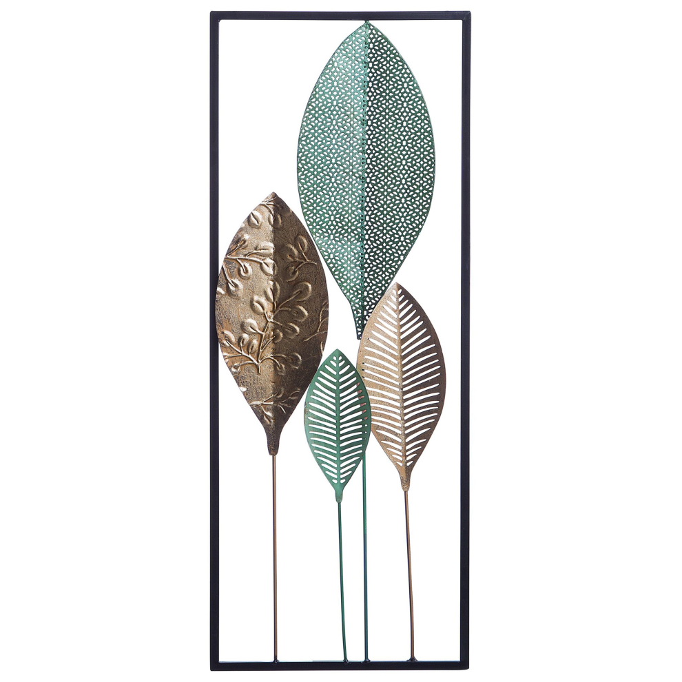 Beliani Wall Decor Leaf Platinum Metal 75 Cm Multicolour