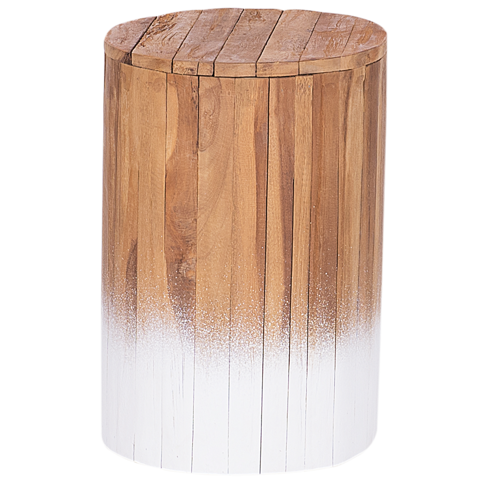 Beliani Side Table Movas Teak Wood Brown/ White