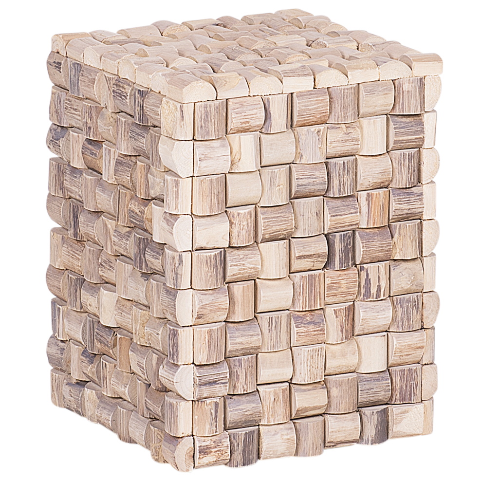 Beliani Side Table Cajeme Teak Wood Light Brown