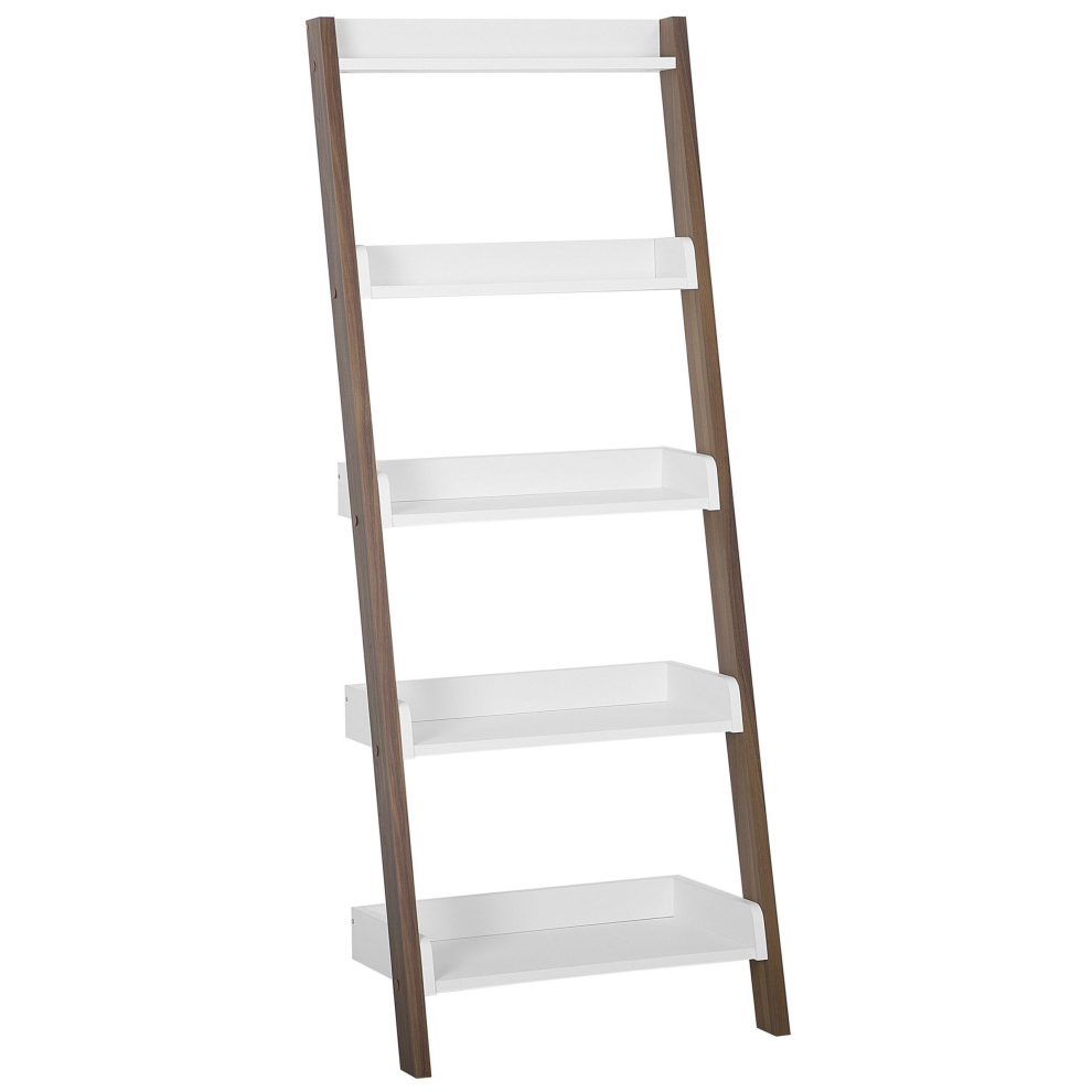 Beliani 5 Tier Shelving Unit Mobile Trio 164 Cm Brown/ White