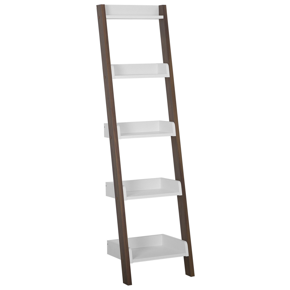 Beliani 5 Tier Shelving Unit Mobile Duo 166 Cm Brown/ White