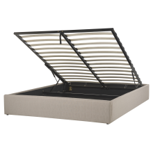 Ottoman Bed without Headboard DINAN Fabric Light Brown 160 x 200 cm (EU King Size)