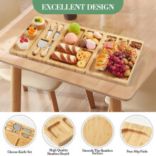 3-teiliges modulares Aufschnittplatten-Set aus Holz, magnetisch verbindbare Mini-Serviertabletts mit Messern, Gabeln und Keramik