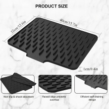 (black) Abflussmatte aus Silikon für die Küche mit integriertem Abflussdesign, leicht zu reinigen, geeignet für Arbeitsplatten,