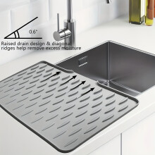 (DARK GRAY) Abflussmatte aus Silikon für die Küche mit integriertem Abflussdesign, leicht zu reinigen, geeignet für Arbeitsplatten,