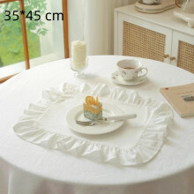 (35x45 White) Retro-Tischsets mit weichen Rüschen, rund, Baumwolle, Tischset, quadratisch, französische Untersetzer, Tischdekoration