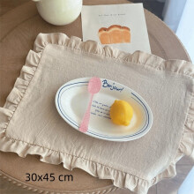 (30x45 Khaki) Retro-Tischsets mit weichen Rüschen, rund, Baumwolle, Tischset, quadratisch, französische Untersetzer, Tischdekoration
