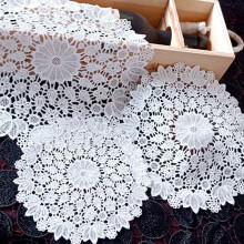 (5, 15cm) Weiße zarte Häkel-Tischdekoration, Tassenunterlage, Stickerei, Blumendeckchen, Untersetzer, Tischset