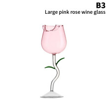 (B3) Rosenförmige Rotweingläser Rosenförmiges Weinglas mit farbigen Rosenblättern 150/400 ml Rosenförmiger Rotweinkelch Cockta