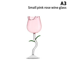 (A3) Rosenförmige Rotweingläser Rosenförmiges Weinglas mit farbigen Rosenblättern 150/400 ml Rosenförmiger Rotweinkelch Cockta