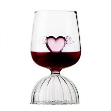 (350ml) Rotweinbecher, Trinkgeschirr, Valentinstag, modischer rosafarbener Herzkelch, langlebiges Weintrinkglas für das Trinken in der