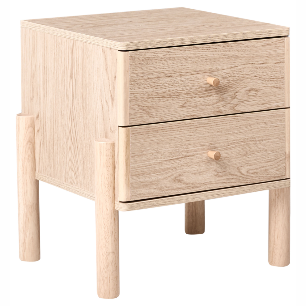 Beliani 2 Drawer Bedside Table Collins Light Brown