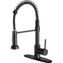 Black Brushed Nickel Kitchen Faucet Pull Down Sprayer Stainless Steel Single Handle Sink Tap With inlet hose