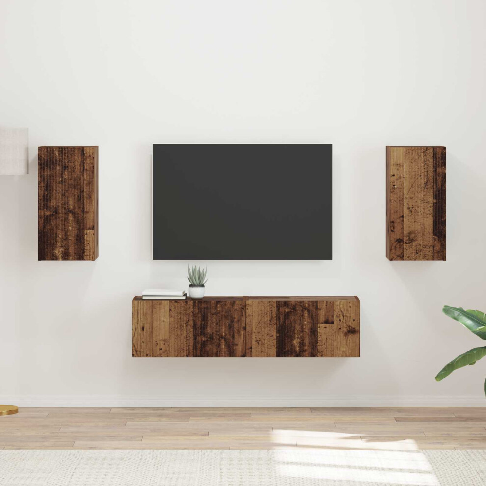 Vidaxl Tv Cabinet Set 4 Pcs Old Wood Engineered Wood