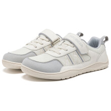 (Beige gray, 39) HOBIBEAR Große Kinder-Schuhe mit breiter Breite, Barfuß-Sneaker aus Kunstleder mit Hakenschlaufe, leichte Zero-Drop-Wanderschuhe