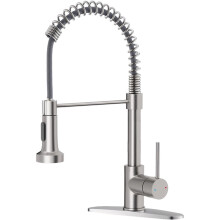 Brushed Nickel Pull Down Kitchen Faucet Stainless Steel Single Handle Spring Sink Mixer With inlet hose