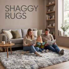 (Tie Dye Light Grey Rug) 140x200cm (4.5ft x 6.5ft) Ultra Soft Shaggy Rugs - Fluffy Plush Large Area Rug for Living Room Bedroom UK