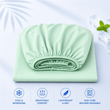 (Water Green, 203cm*198cm) Drap-housse rafraîchissant d'été, doux pour la peau/respirant, protège-matelas élastique