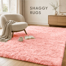 (Pink Rug - 160x230cm) Imperial Rooms Shaggy Rugs Non Slip Faux Fur Large Area Rugs for Living Rooms