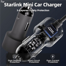 For Starlink Car Charger with Voltage Display 12V to 24V Step- Power Adapter Car Cigarette Lighter Adapter