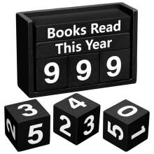 Books Read This Year Counter,Wooden Book Tracker for Reading Goal Display, Book Counter Sign Bookshelf Decor