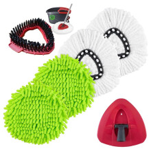 Mop Heads Replacements for Easywring 1 Tank, Spin Mop Replacement with 4 Refills, Scrubber & Base